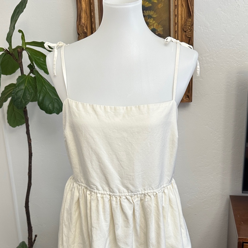 Uniqlo Cream Tie-Shoulder Maxi Dress